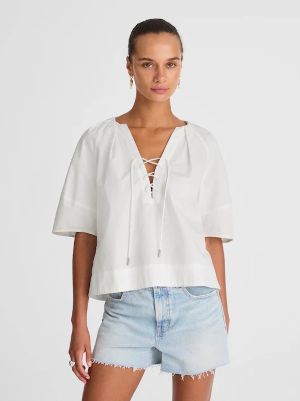 Madewell Poplin Lace-Up Top